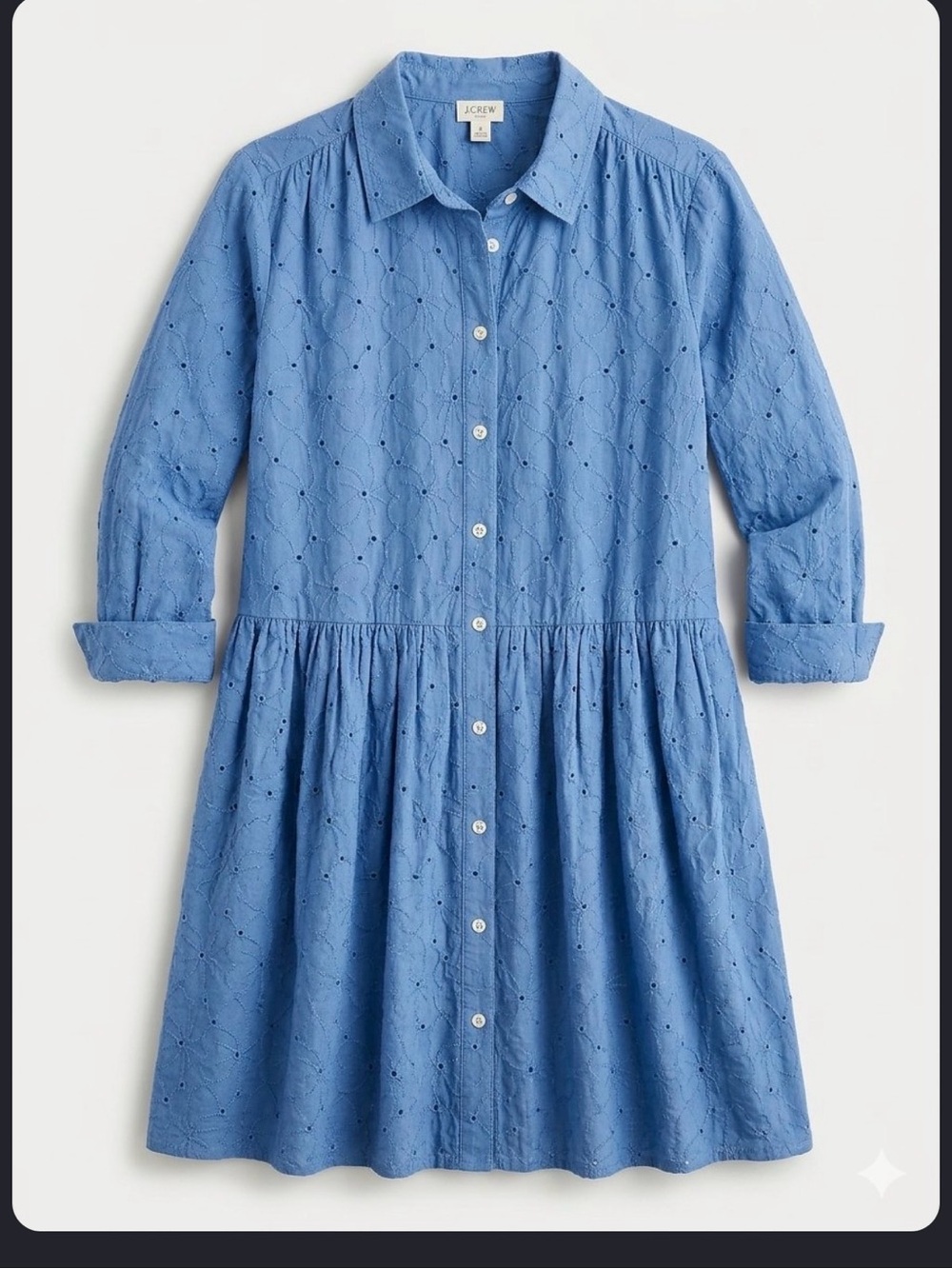 J. Crew Factory Blue Eyelet Shirt Dress